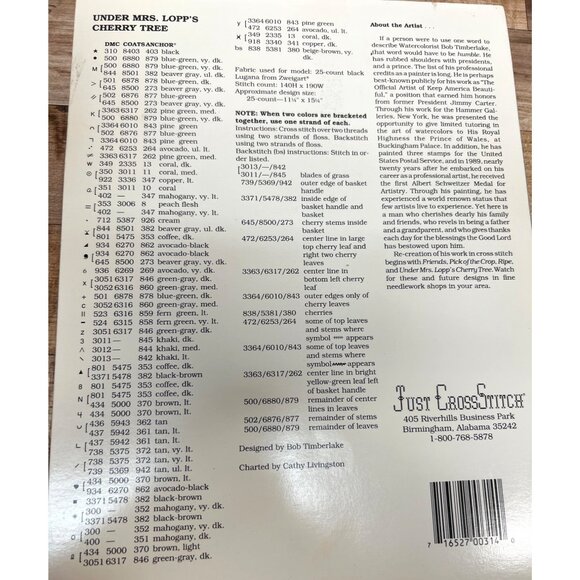 Bob Timberlake Under Mrs. Lopps Cherry Tree Cross Stitch Chart - Picture 3 of 4